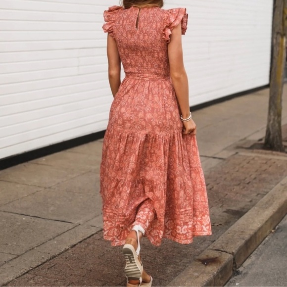 Cleobella Rita Ankle Dress Smocked Floral Tiered Size Small Organic Cotton NWOT - Picture 8 of 16